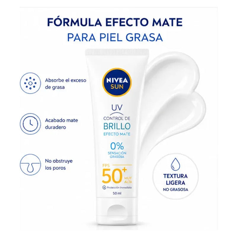Protector Solar Nivea Facial Control Brillo Fps 50 I Kit 2 Piezas De 50ml Cada Una I Efecto Matte