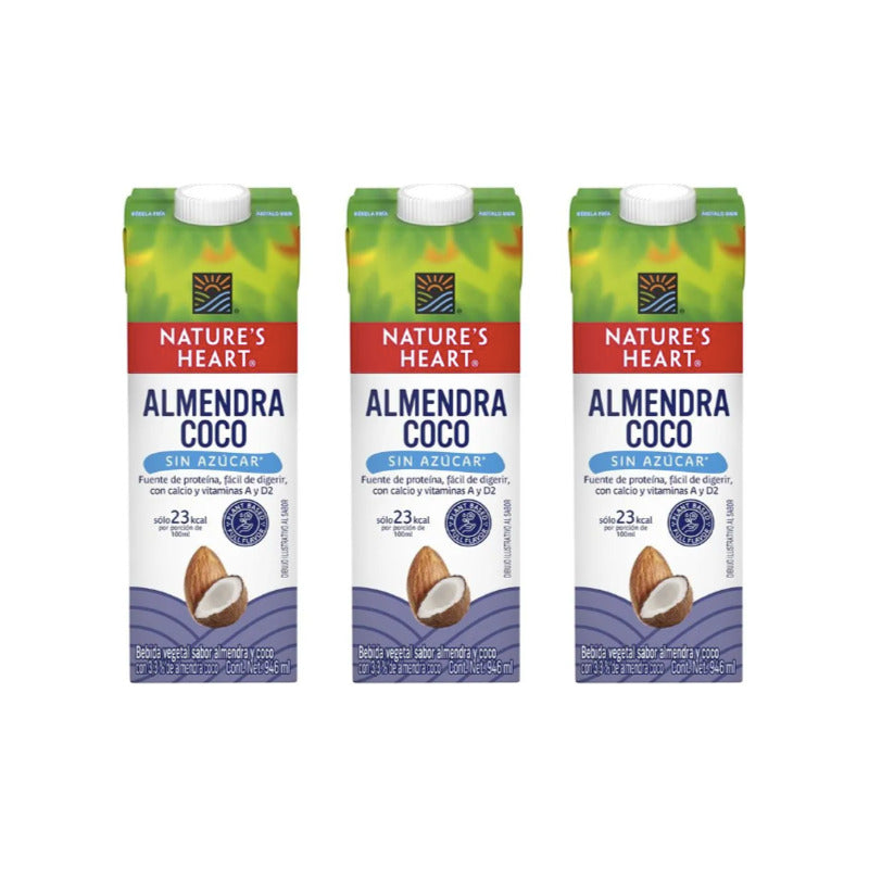 Bebida Nature's Heart Almendra Coco Sin Azucar 3 Pz De 946ml