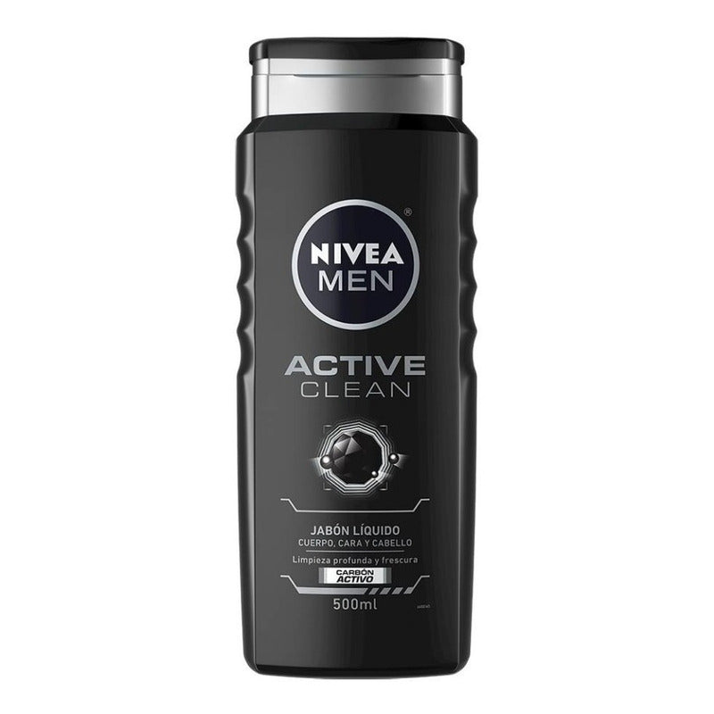 Jabón Líquido Nivea Men Active Carbón Activo 500ml 3pz Ipg