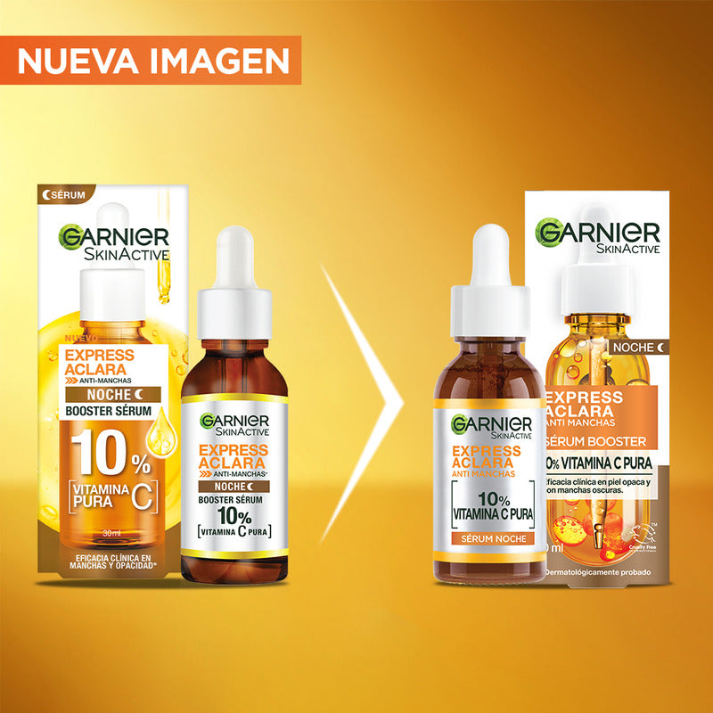 Garnier Express Aclara Sérum Noche Antimanchas Con Vitamina C Pura, 30ml Todo Tipo De Piel