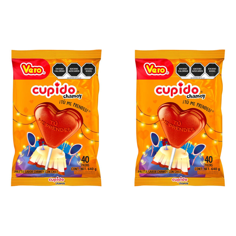 Vero Paleta Cupido Chamoy 40 Piezas (2 Bolsas)