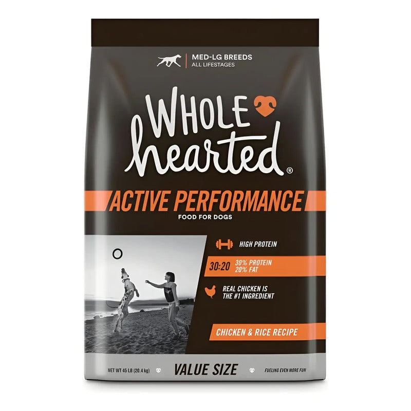 Alimento Seco Para Perro Whole Hearted Active Performance Pollo Y Arroz Adulto 20.4 Kg