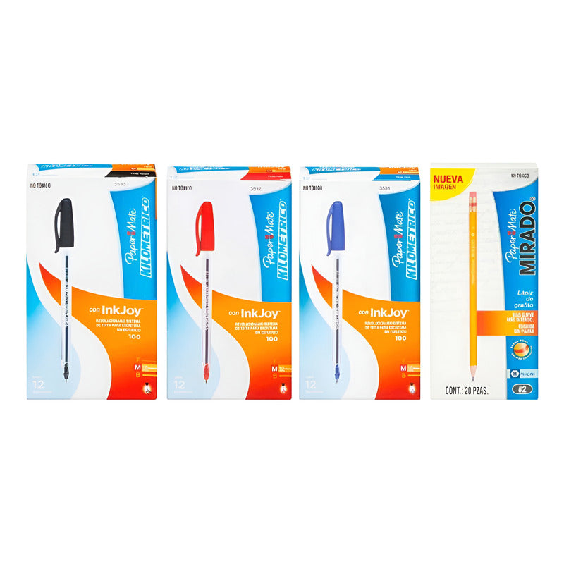 Bolígrafos Mirado Kilométrico 48 Pzas + Lápices 20 Pzas Multicolor