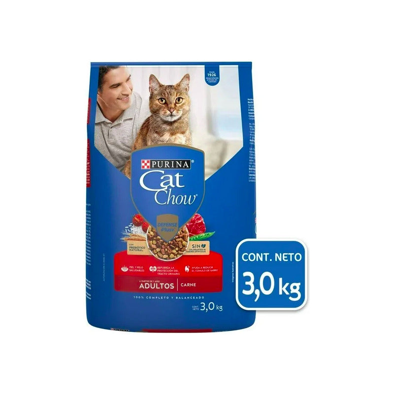 Cat Chow Adulto Defense Plus Carne Costal De 3 Kg