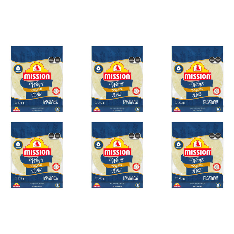 Tortilla Wraps Mission Pan Plano Original 6 Piezas De 372gr