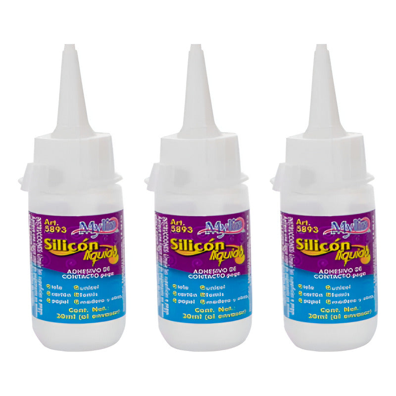 Silicón Líquido Adhesivo De Contacto De 30ml 3pz Sin Color