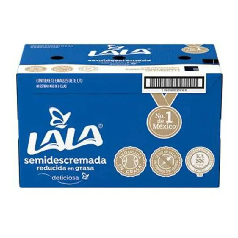 Leche Lala Semidescremada 12 Pzas De 1 L C/u (2 Cajas)
