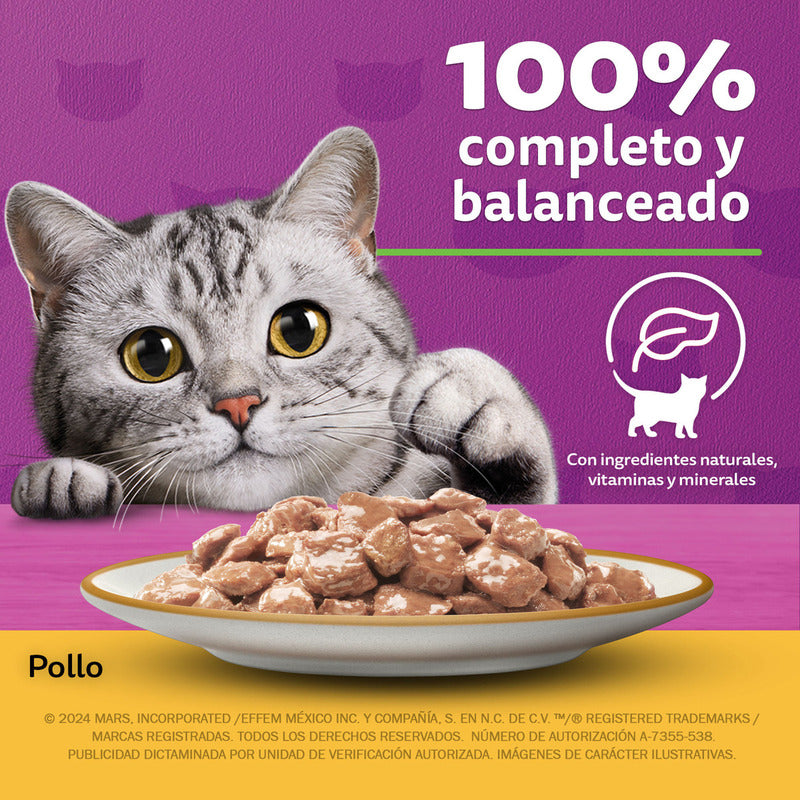 Whiskas Alimento Húmedo Gato Sabor Pollo 24 Sobres