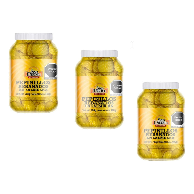 Pepinillos Rebanados San Miguel En Salmuera 780 G (3 Piezas)