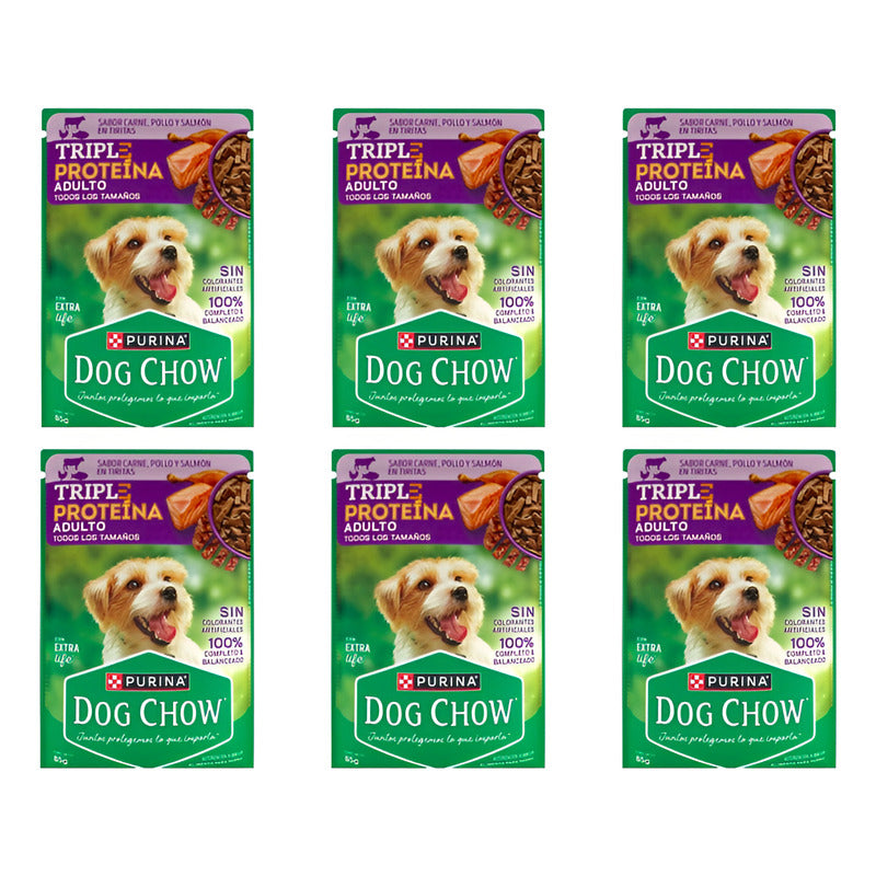 Alimento Para Perro Dog Chow Carne Pollo Salmón 6 Pz De 85g