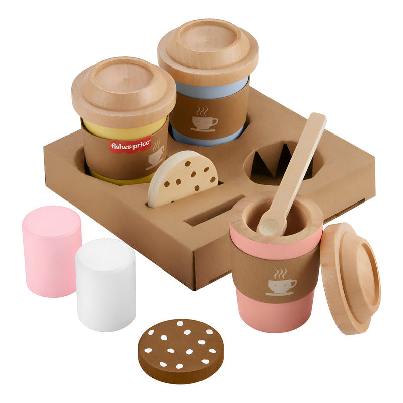 Juguete Bebé Fisher Price Set Mi Primer Capuchino D Madera Color Beige