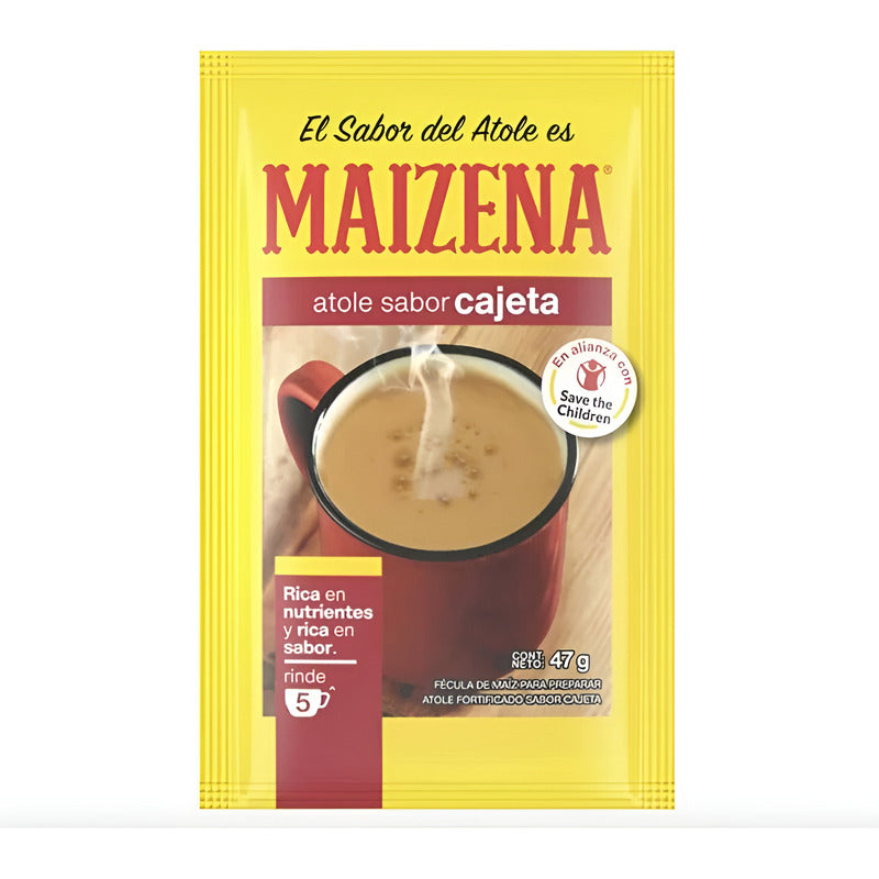 Fécula De Maíz Maizena Atole Sabor Cajeta 12 Piezas De 47gr