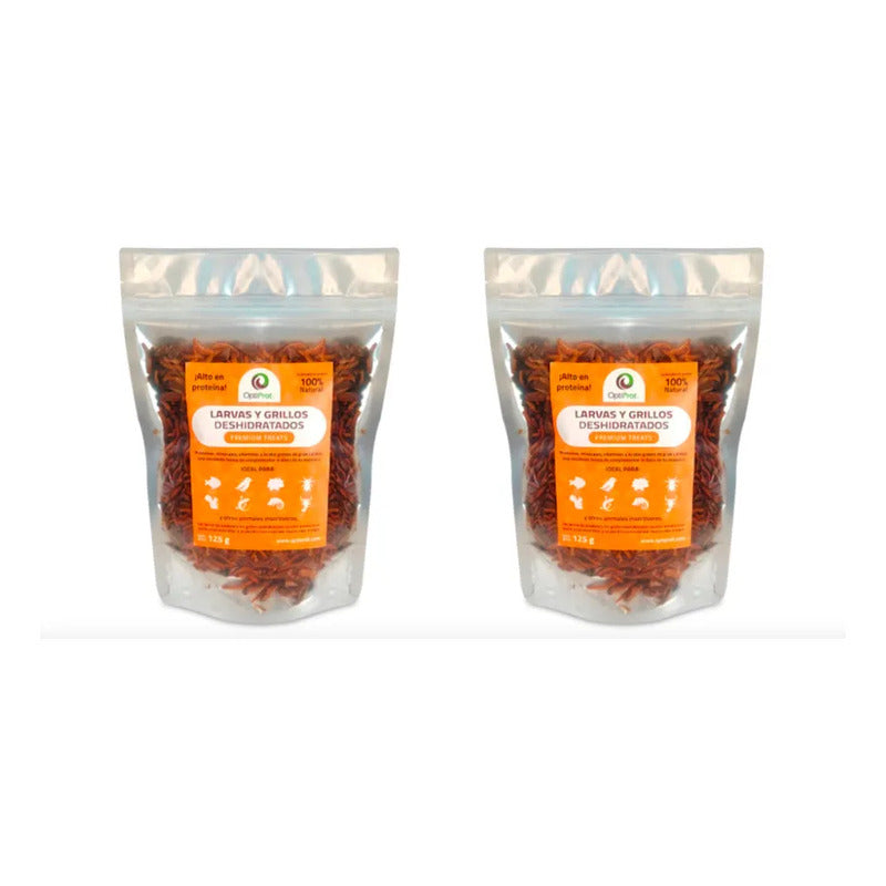 Alimento P/reptil Tenebrios Grillos Deshidratados 2 Paq 125g
