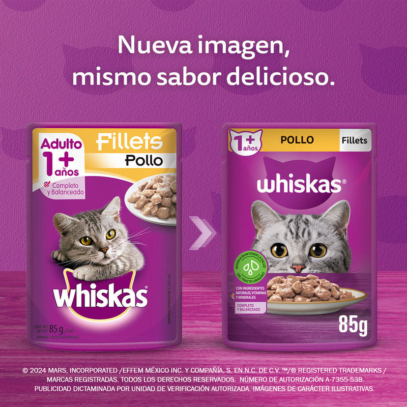 Whiskas Alimento Húmedo Gato Sabor Pollo 24 Sobres