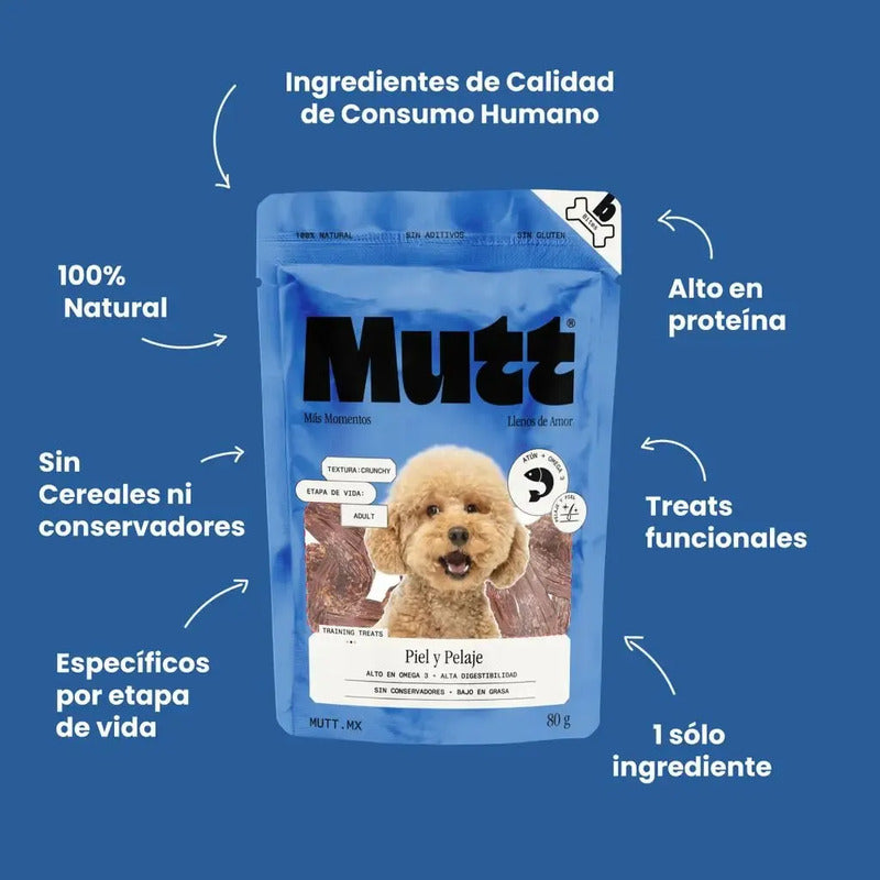 Premios Para Perros Mutt Atún Y Omega 3 80g Piel Y Pelaje