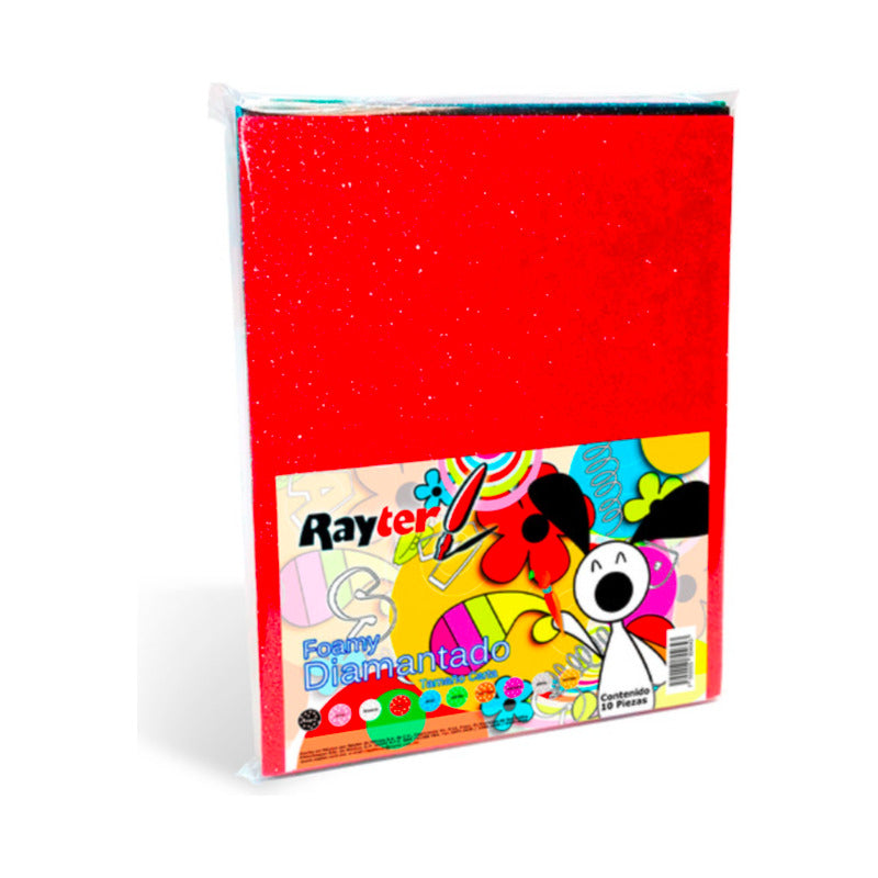 Foamy Diamantado Carta Rayter / Colores Surtidos / 10 Piezas