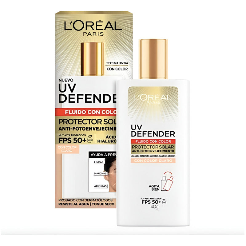 Protector Fps50 L'oréal Uv Defender Tono Claro 3 Pzs De 40gr