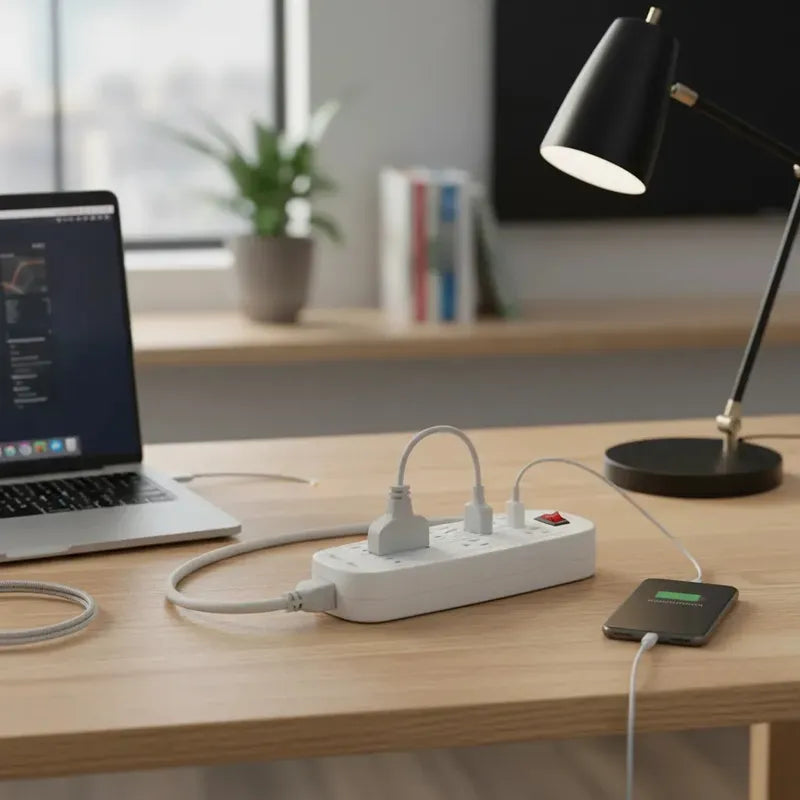 Multicontacto Supresor De Voltaje Koblenz Ss-2100 Usb, 8 Tomas Y 2 Puertos Usb En Gris