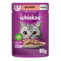 Whiskas - Alimento Húmedo Para Gatos, Sabor Salmón, Con Ingredientes Naturales, Calcio, Minerales, Vitamina A Y Taurina, 24 Sobres, 85g C/u.