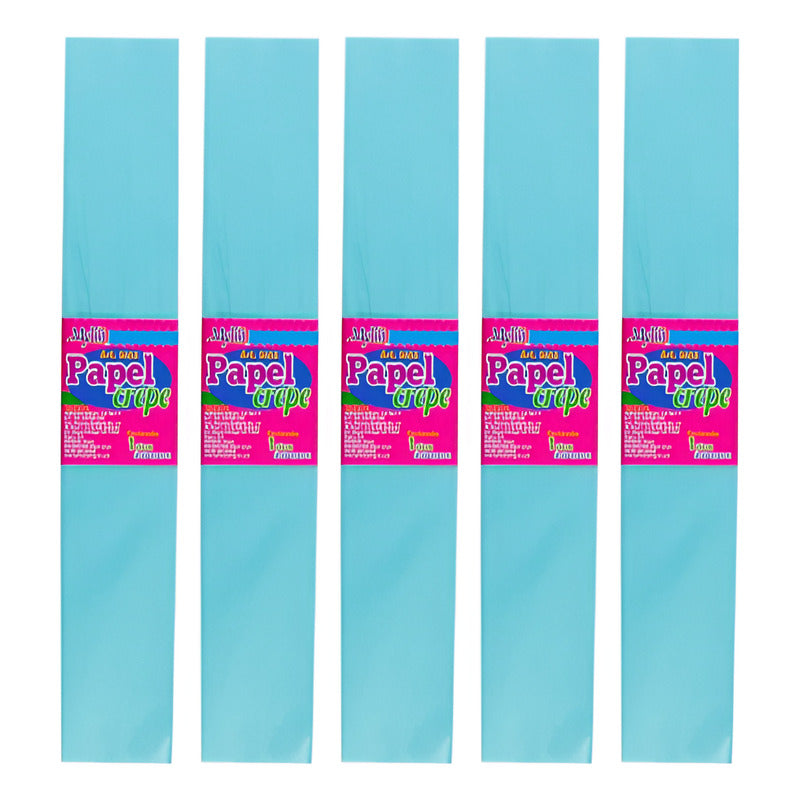 Papel Crepe Color Azul Claro De 50cm X 2m 5 Pliegos Azul Claro Papel Crepe