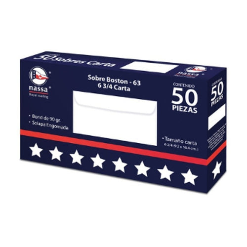3 Cajas De Sobres Nassa Blanco  Boston , Con 50 Pz C/u Blanco