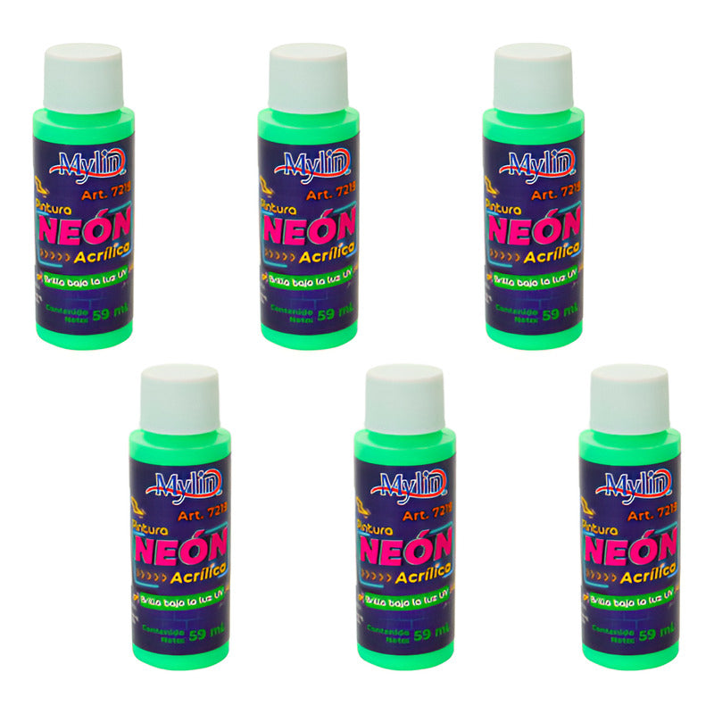 Pintura Acrílica Verde Neón 6 Piezas De 59ml Verde Neón