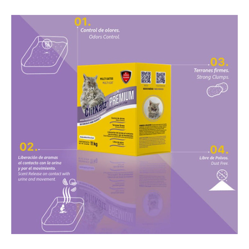 Clitkatz Premium Arena Multi-gato Aroma Cítrico 11 Kg