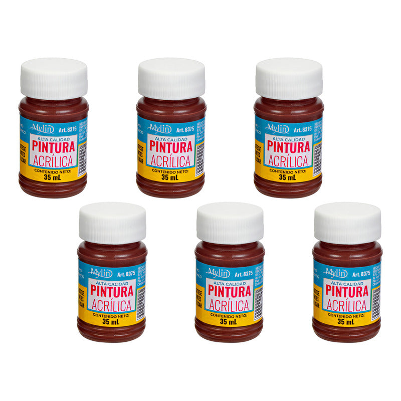 Pintura Acrílica Alta Calidad Color Cocoa 6 Pz De 35ml Cocoa