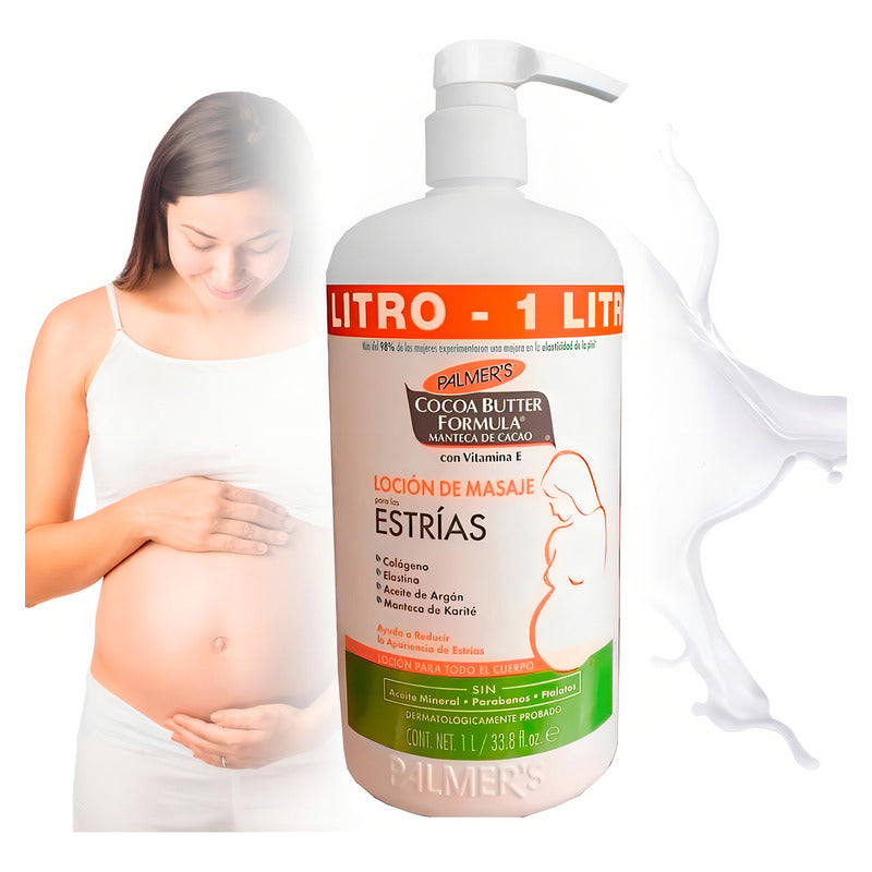 Palmers Loción De Masaje Antiestrías Con Manteca De Cacao, Hidrata La Piel, 1000 Ml