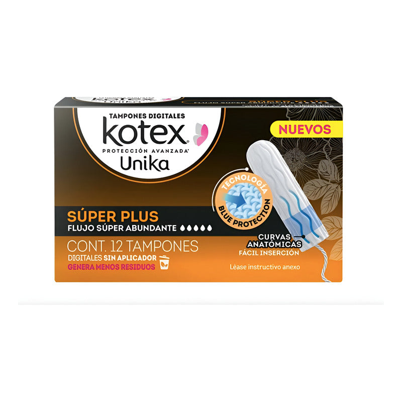 Tampones Kotex Super Plus Flujo Super Abundante 6 Pq D 12 Pz