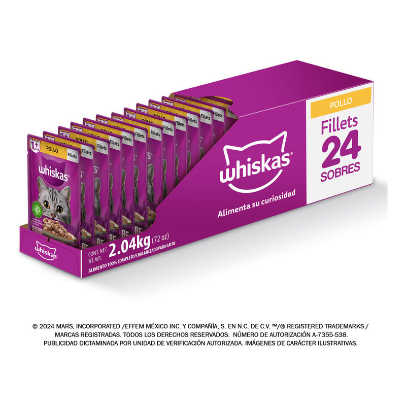 Whiskas Alimento Húmedo Gato Sabor Pollo 24 Sobres