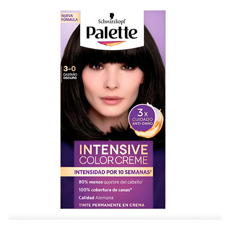 Tinte Para Cabello Palette 3-0 Castaño Oscuro 4 Pzs De 50ml 3-0 Castaño Oscuro