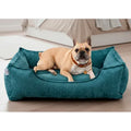 Cama Con Bordes Altos Color Turquesa Para Perro Chico Turquesa Rectangular