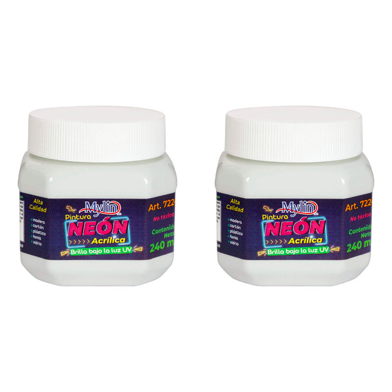 Pintura Acrílica Blanco Neón 2 Piezas De 240ml Blanco Neón