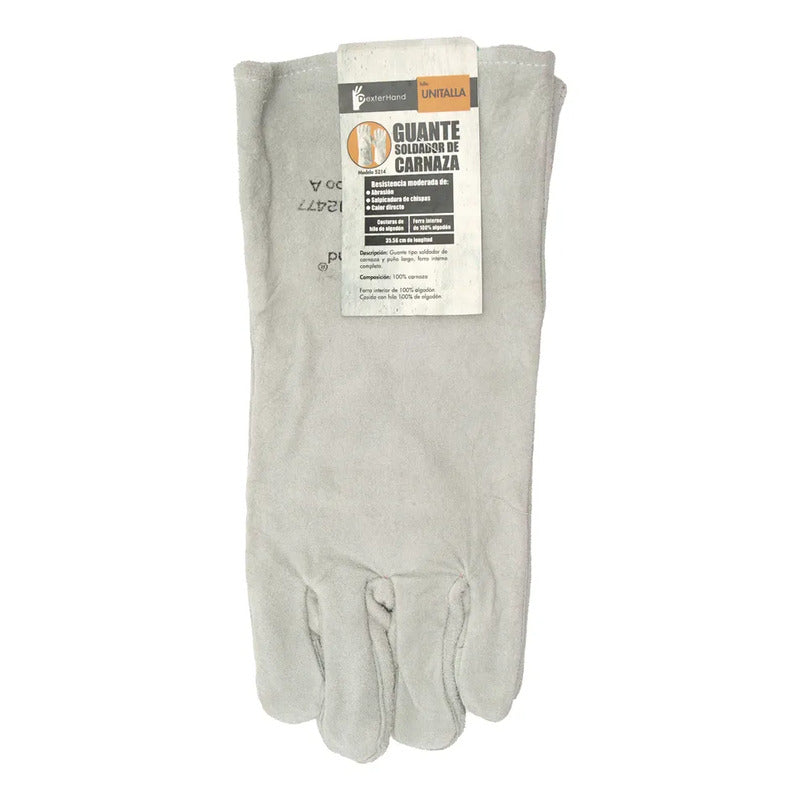 Guantes Para Soldador Dexterhand Carnaza/algodón 35.56x16cm Mate