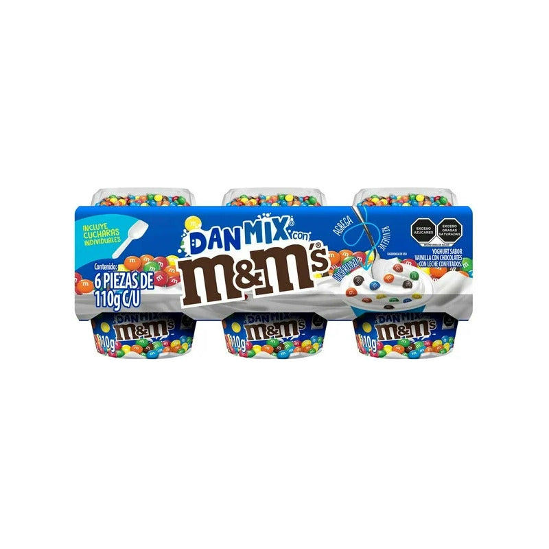 Yoghurt Danmix Vainilla Con M&m's 6 Pzas De 110g C/u (2pack)