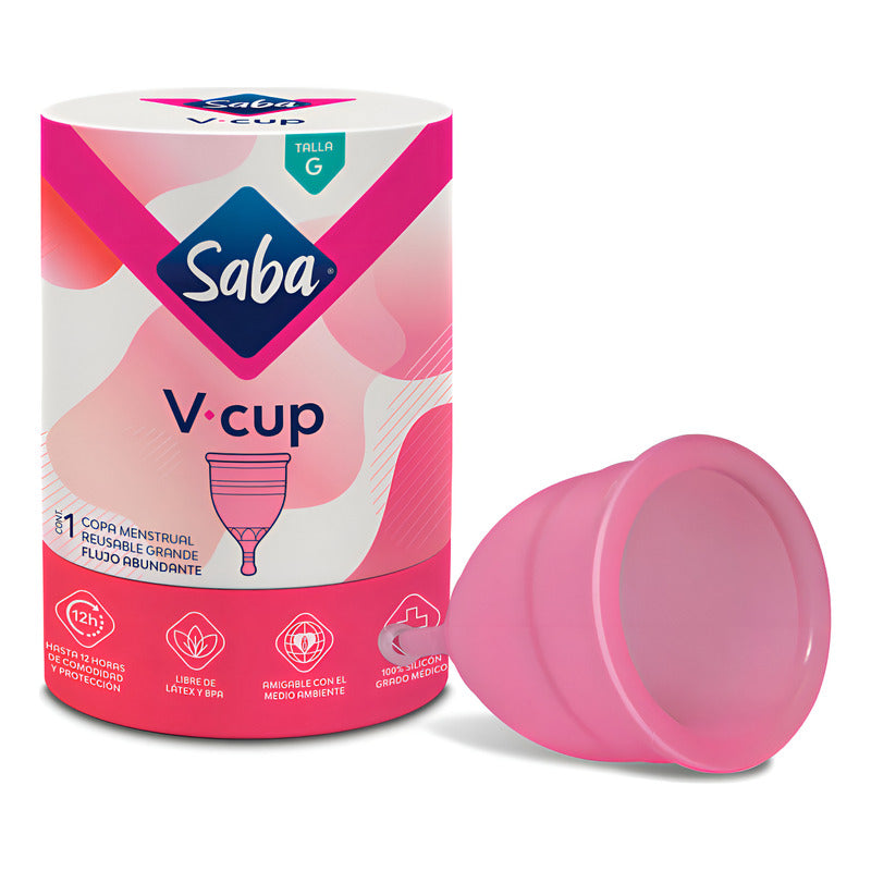 Copa Menstrual Saba V-cup Flujo Abundante Talla G 1 Pieza Rosa