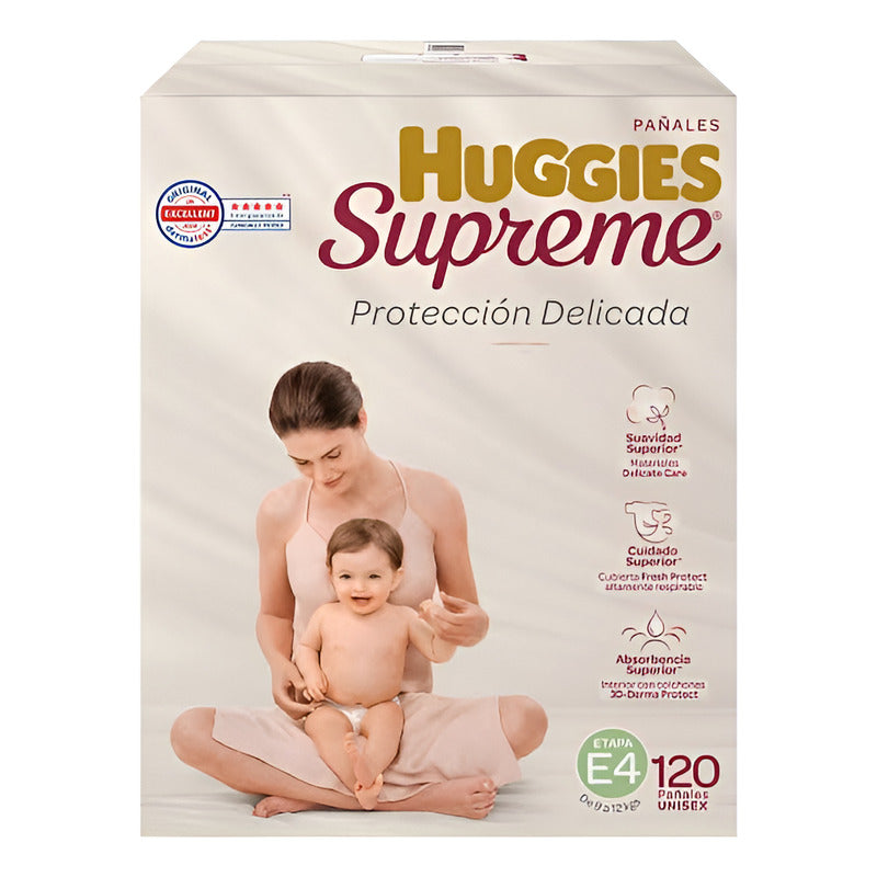 Pañales Para Niño Etapa 4, Huggies Supreme Platino Cr Sin Género