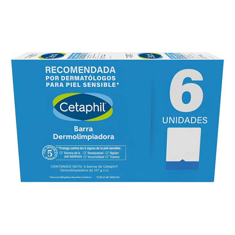 Jabon Corporal En Barra, Cetaphil, 6 Pzs De 127g C/u