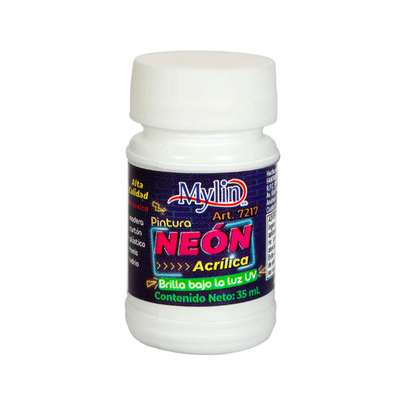 Pintura Acrílica Color Blanco Neón 3 Piezas De 35ml Blanco