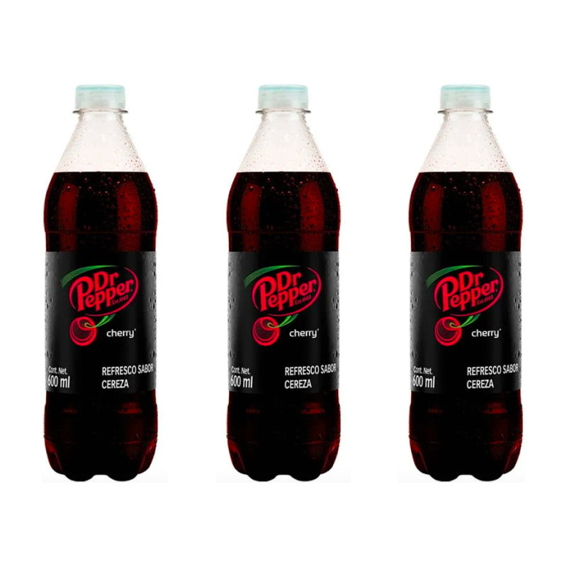 Refresco Dr Pepper Sabor Cherry 3 Piezas De 600ml