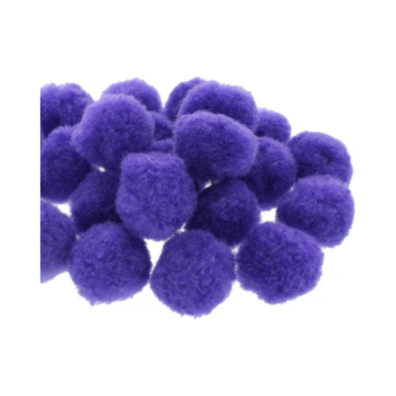 Mercería Pom Poms De 25mm Color Morado 1 Paquete Con 100pz