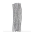 Limpia Pipas Chenille Metalica Color Plata De 30cm 100pz