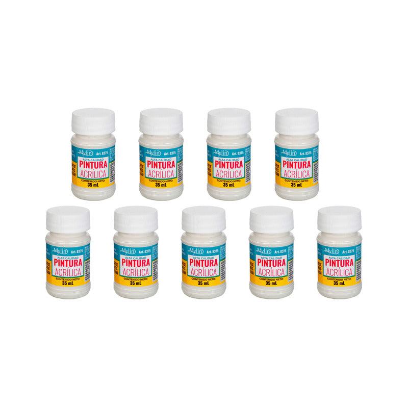 Pintura Acrílica Alta Calidad Color Gris Perla 9 Pz De 35ml Gris Perla