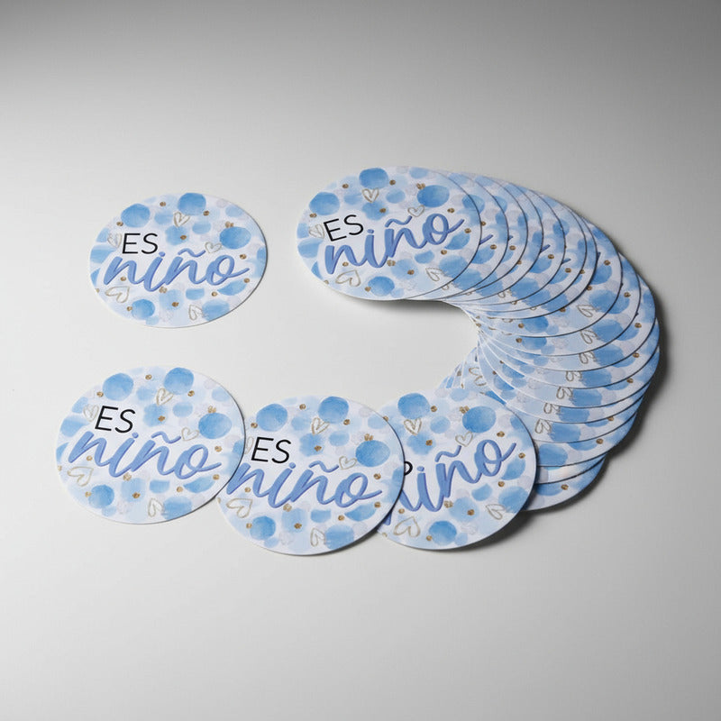 Tarjetas Para Baby Shower Es Niño De 3.5x3.5cm 24 Piezas Azul