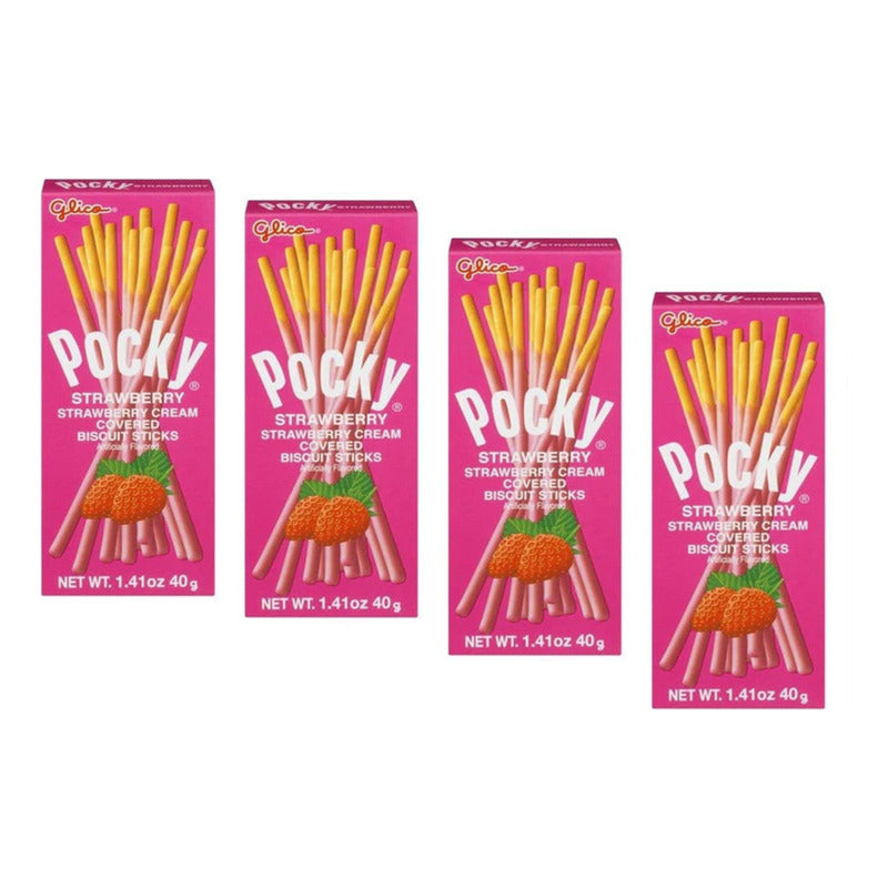 Pocky Con Cubierta Sabor Crema De Fresa 40 G (4 Piezas)