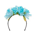 Diadema De Flores Color Azul Agua De 20cm 1 Pieza Agua