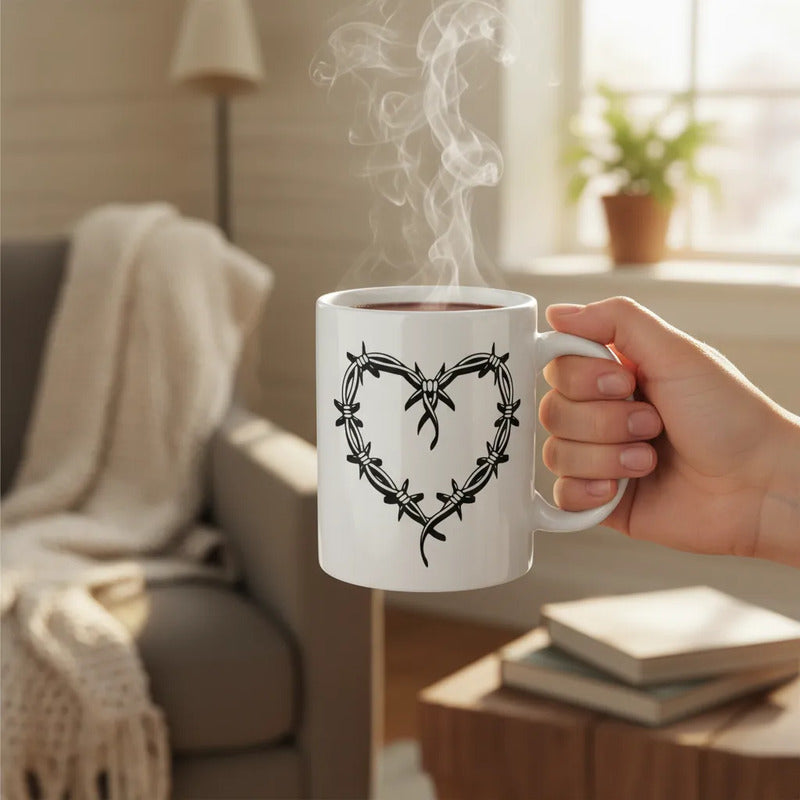 Taza Karol G Tatuaje Corazón Blanco Tatuaje