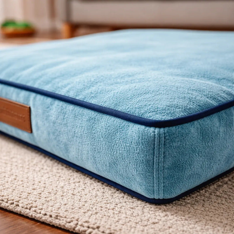 Cama Extendida Color Azul Cielo Para Perro, Grande Azul Acero Rectangular