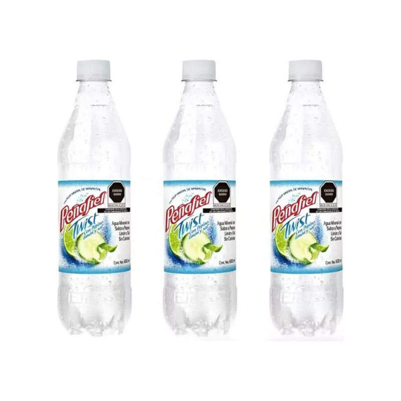 Agua Mineral Peñafiel Twist Pepino Limon Y Sal 9 Pz De 600ml